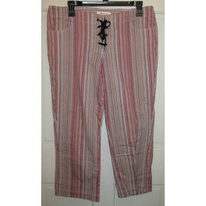 Xhilaration Juniors Multicolor Striped Mid-Rise Stretch Capri Pants Size 13
